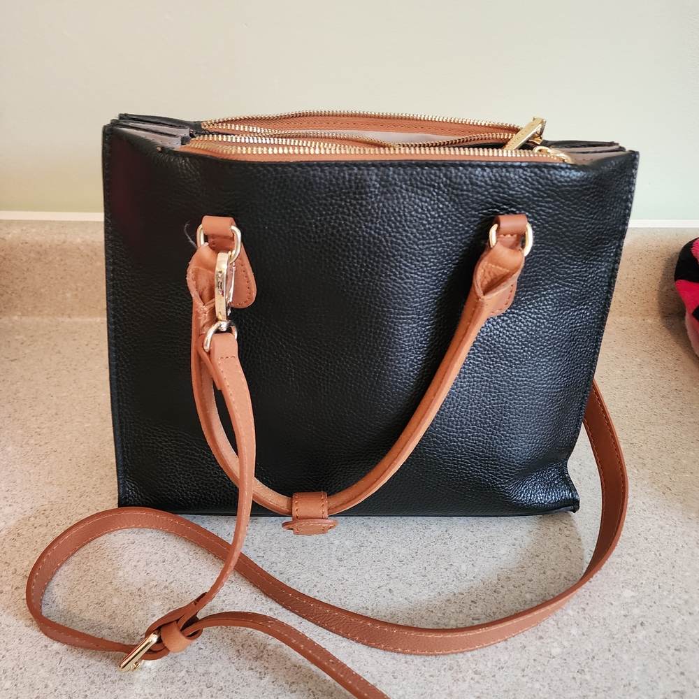 Black and Tan Leather Shoulder Bag